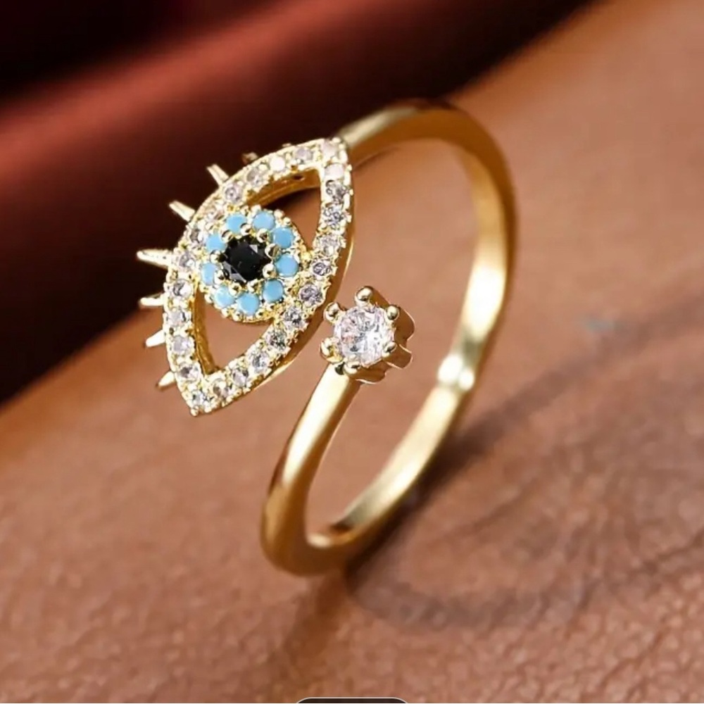 BEAUTIFUL EVIL EYE RING - Gold Color - Picture 5 of 7